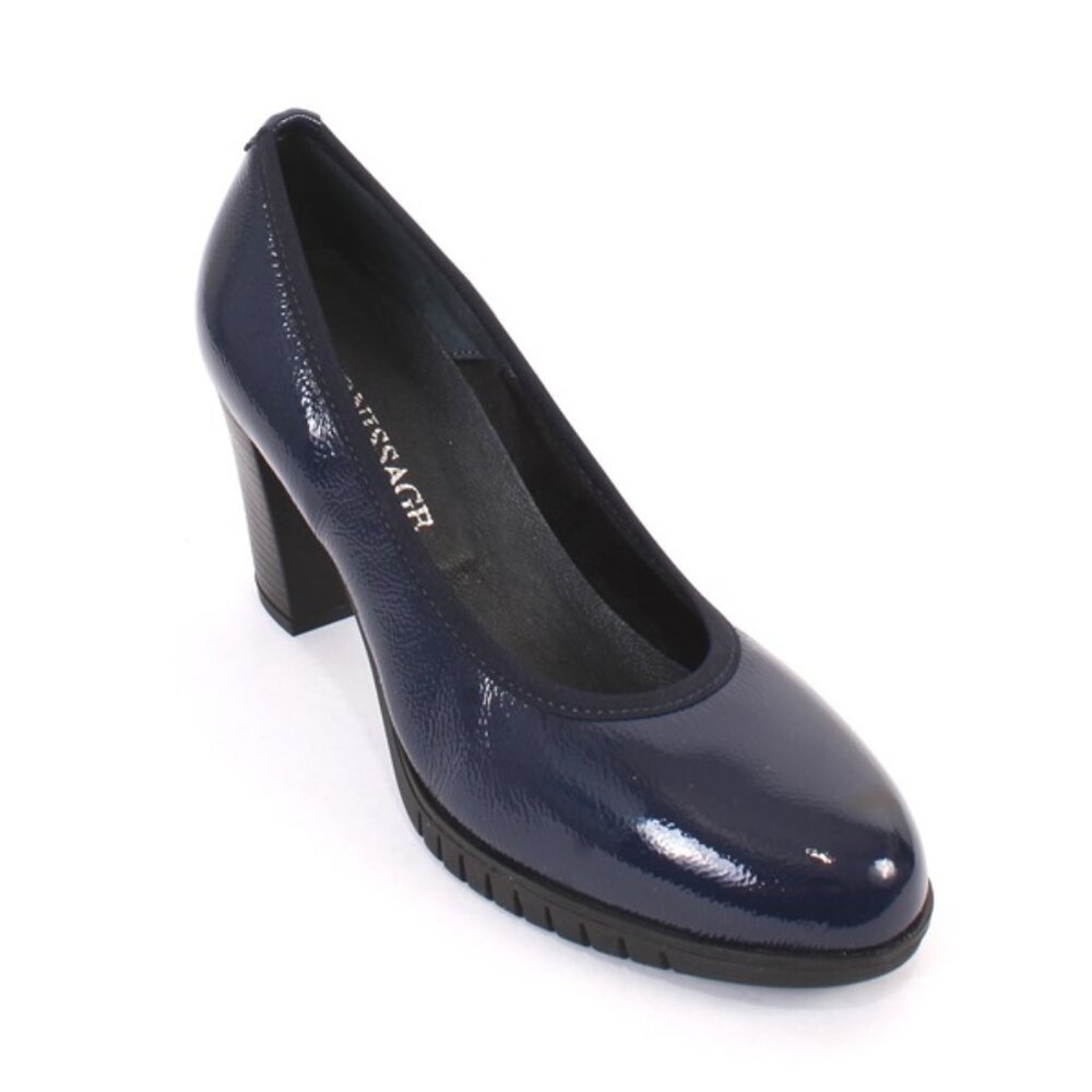 Vernissage 20633c Navy Blue Leather Platform Heel Pumps